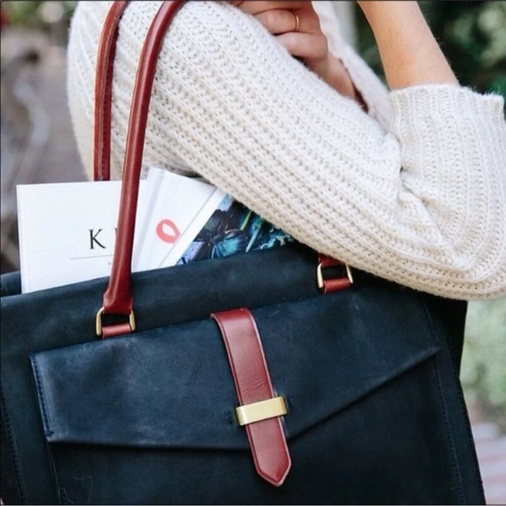 Madewell Eaton Black and Brown leather Tote Bag - Picture 1 of 10